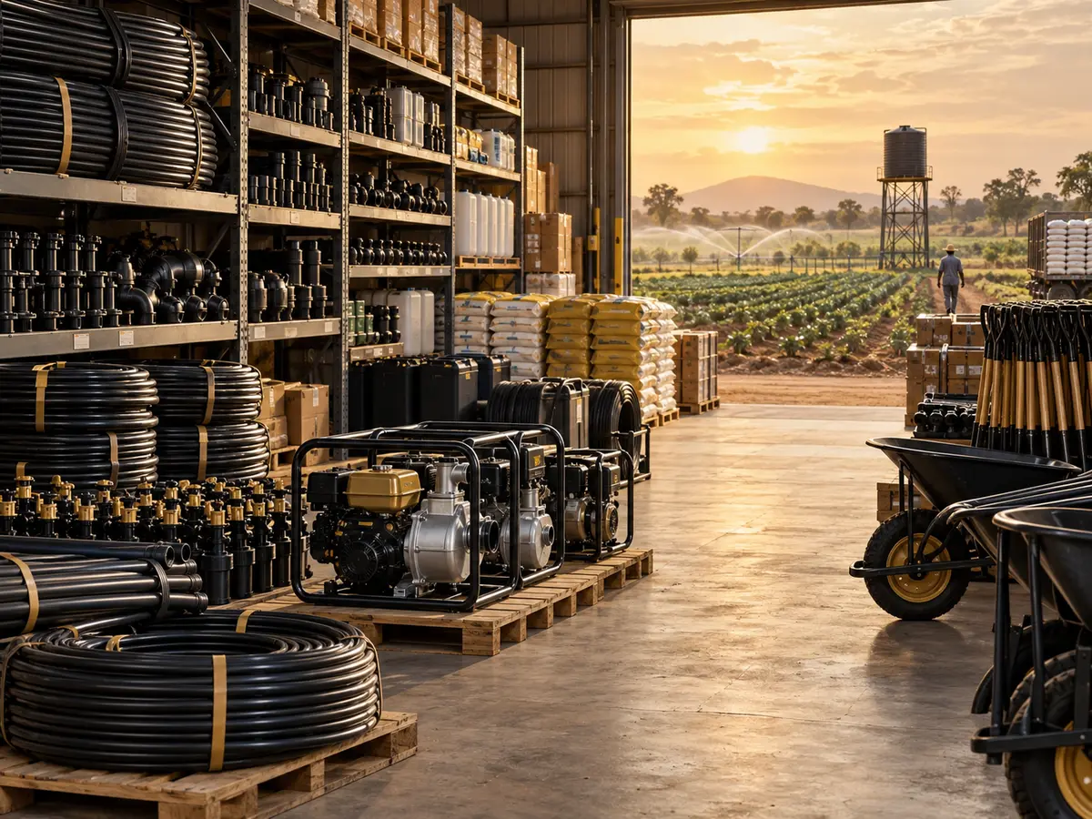 Illustrative agricultural supply warehouse